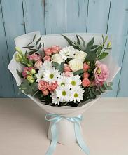 Букет цветов из:  Розы, Лизиантусы и Хризантемы #REPLACE_PRED# Суре