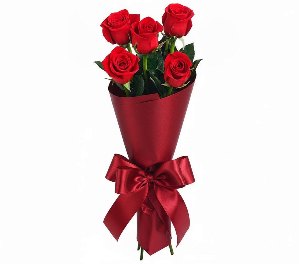 Букет 5 Красных роз Эдлесс Лав в Суре