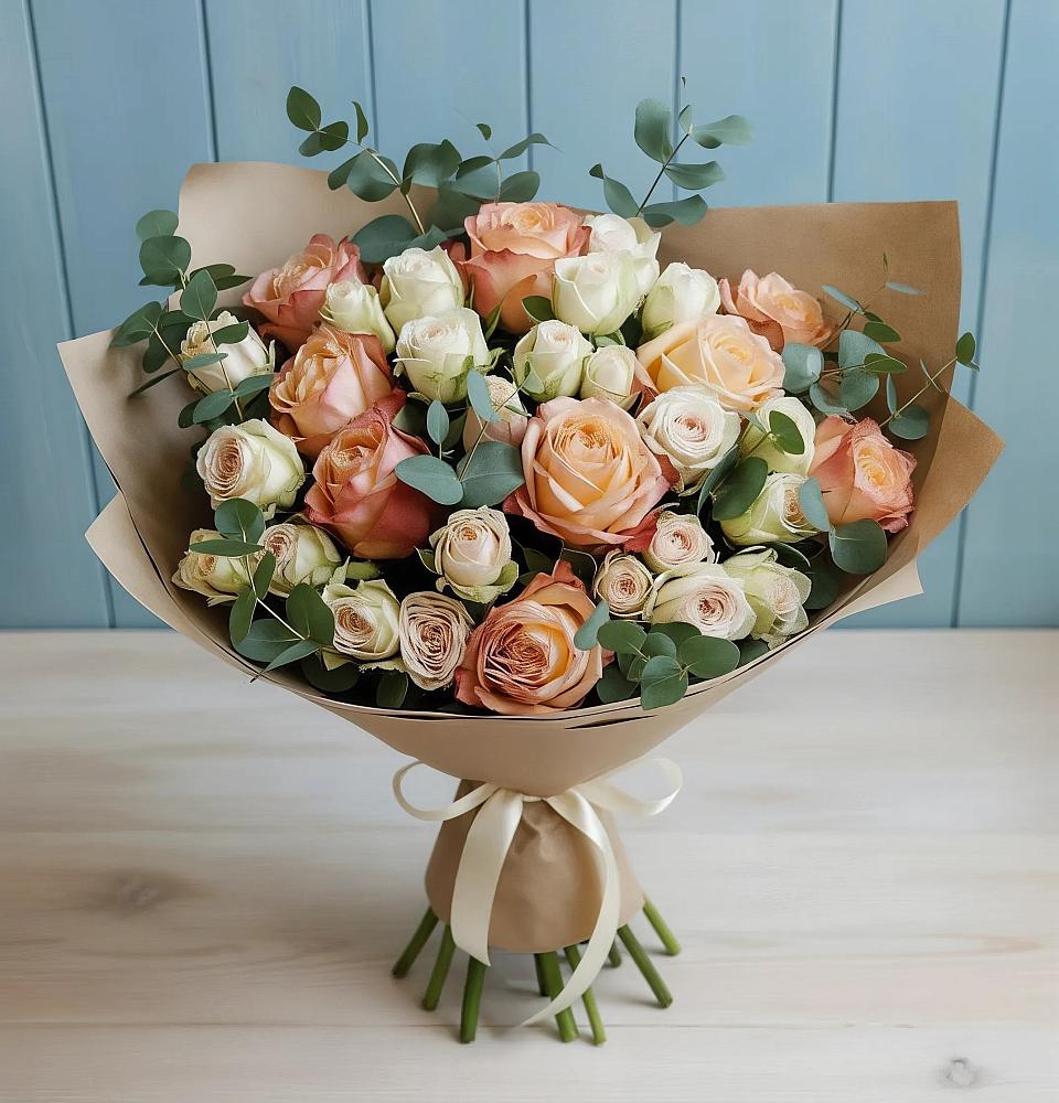 Букет цветов из: Альстромерии и Розы в Суре