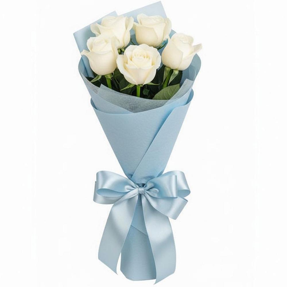 Букет 5 Белых роз Проуд в Суре