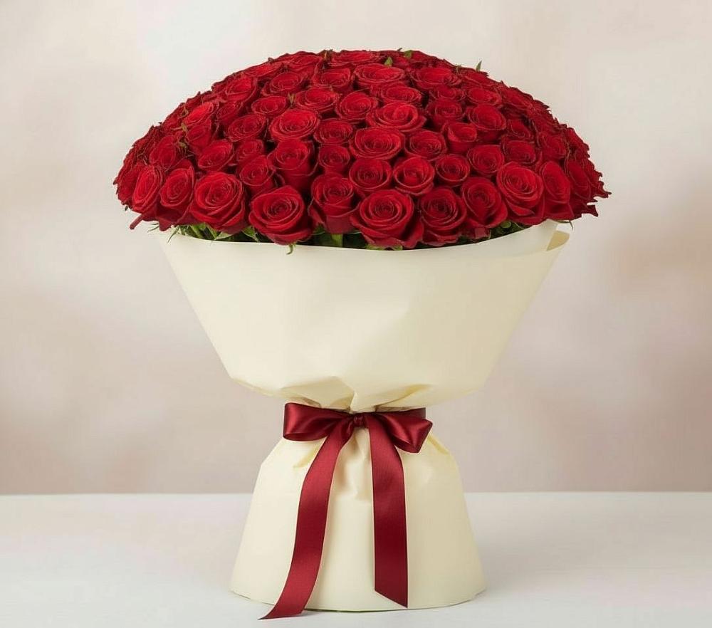 Букет 101 Красная роза Милано в Суре
