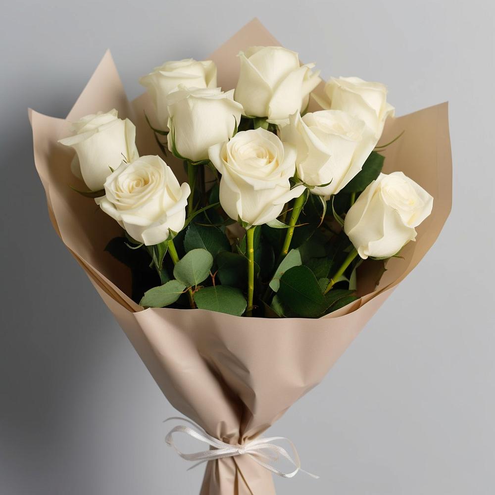 Букет 9 Белых роз Эдлесс Лав в Суре