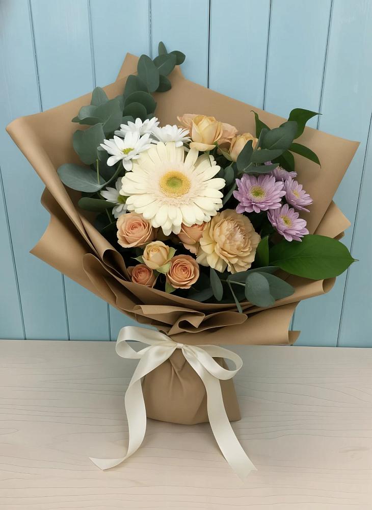 Букет цветов из: Герберы и Хризантемы в Суре