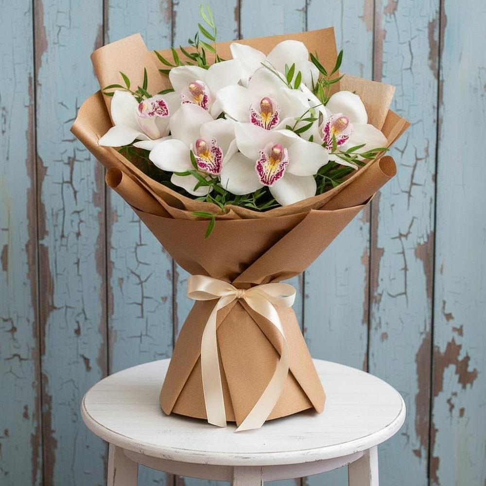 Букет цветов из: Орхидеи и Розы в Суре