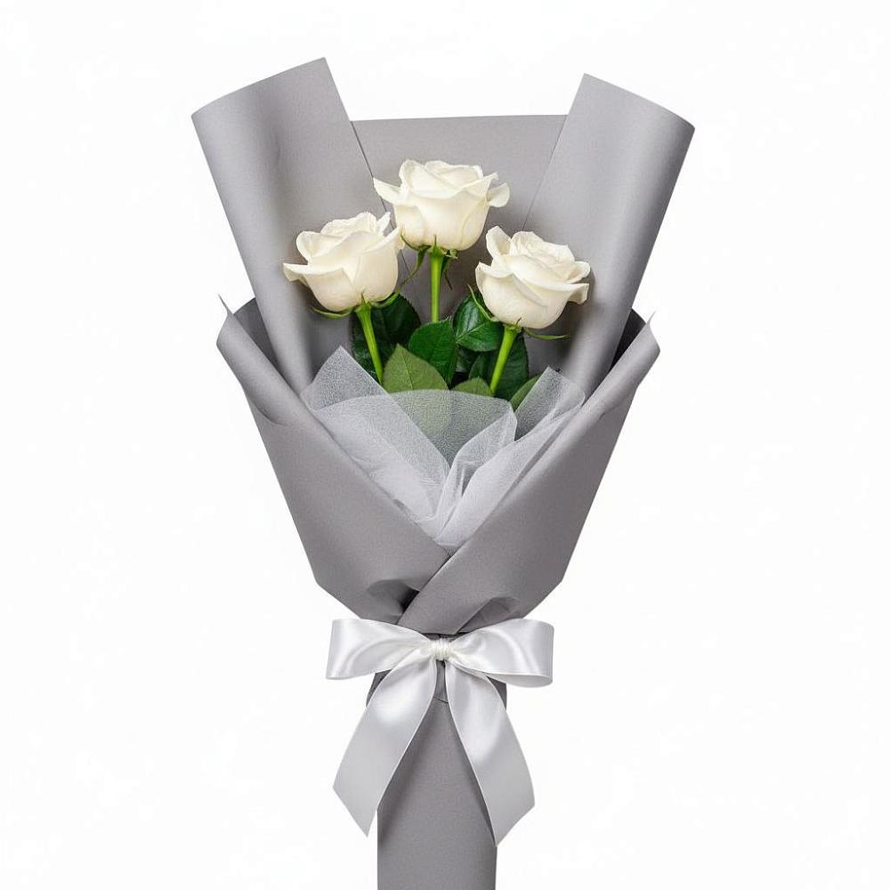 Букет 3 белые розы в Суре