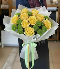 Букет цветов из:  Хризантемы и Розы #REPLACE_PRED# Суре