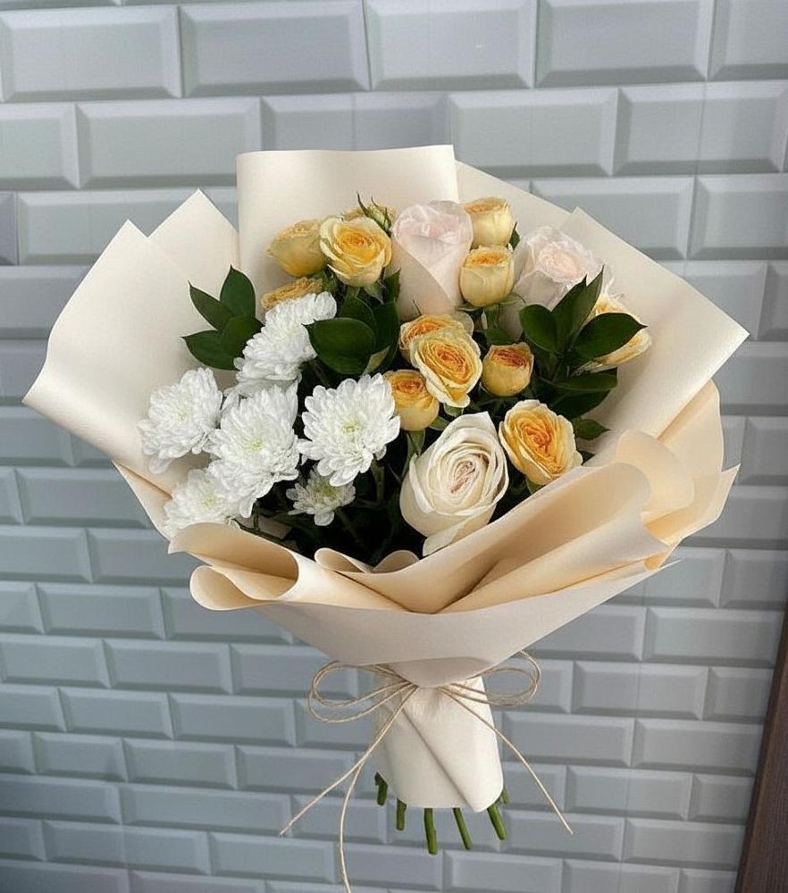 Букет цветов из: Розы и Хризантемы в Суре