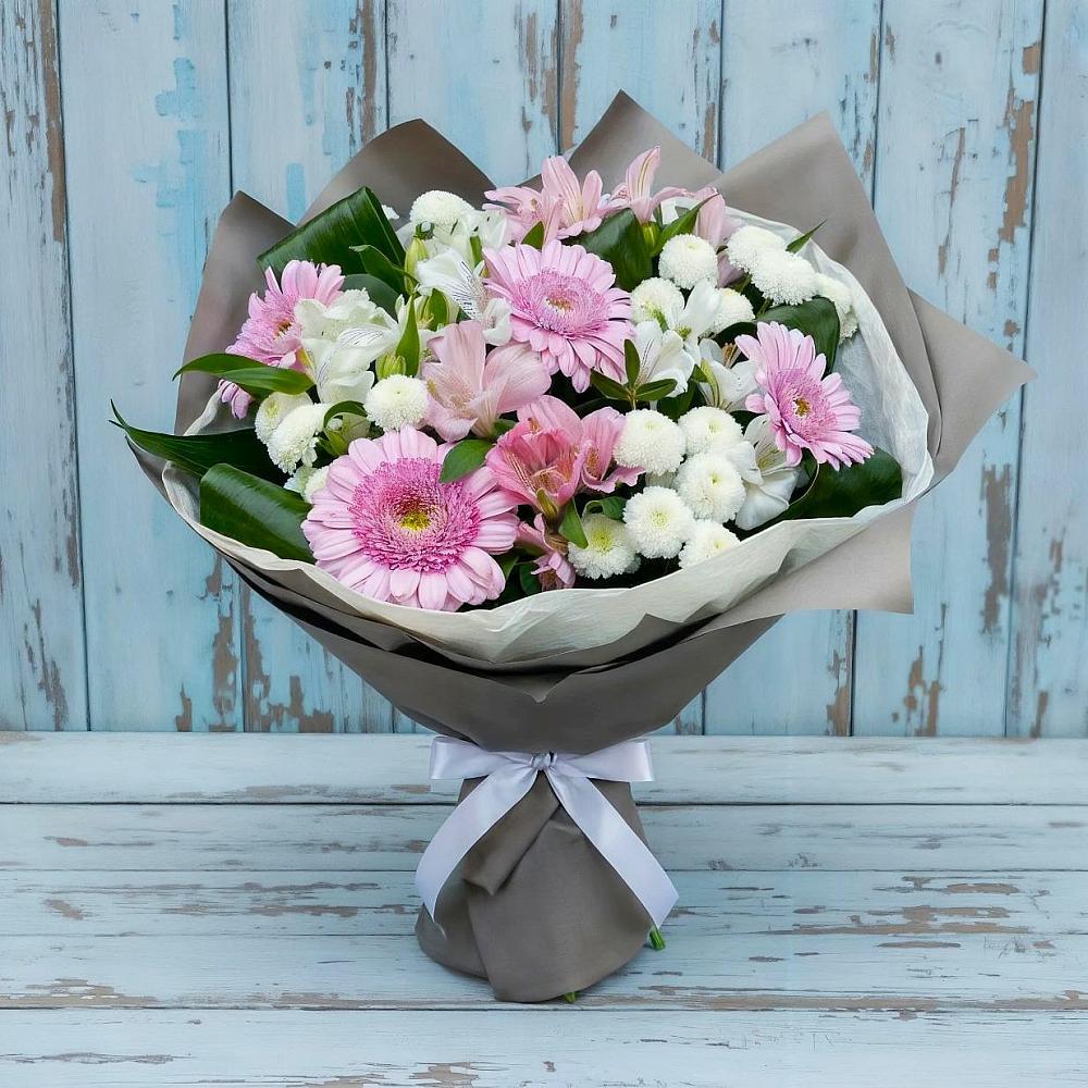 Букет цветов из: Герберы, Альстромерии и Хризантемы в Суре
