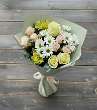 Букет цветов из:  Альстромерии, Розы и Хризантемы в Суре